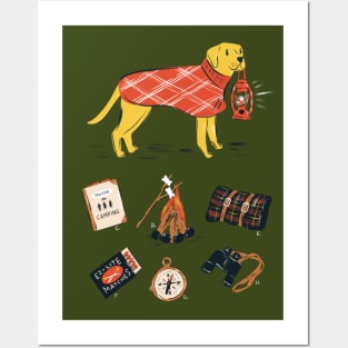 Vintage Camping Labrador Posters and Art